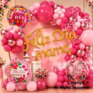 SET DE GLOBOS ARCO XL FELIZ DIA MAMA FLOR (GY 7434) 58 UNIDADES (XY05775)